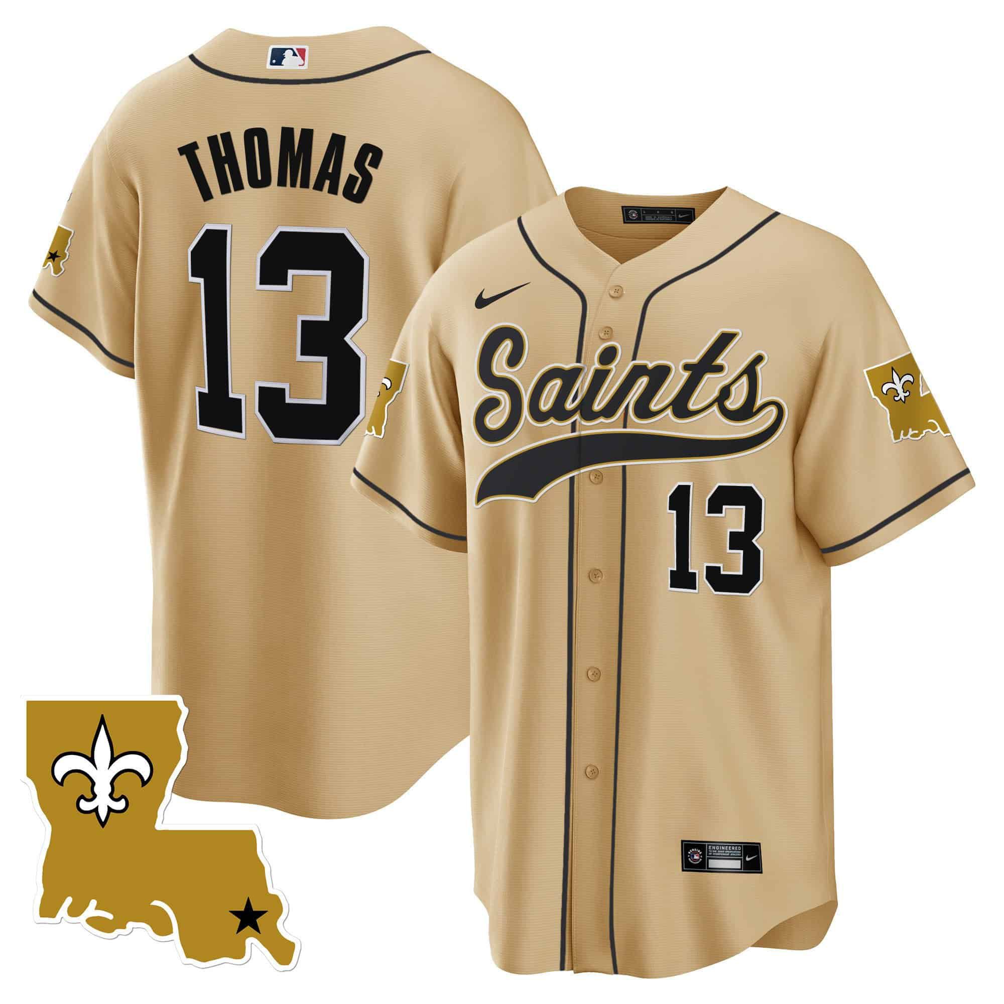 Men New Orleans Saints #13 Thomas Yellow 2024 Nike 1987 Legacy Cool Base NFL Jersey